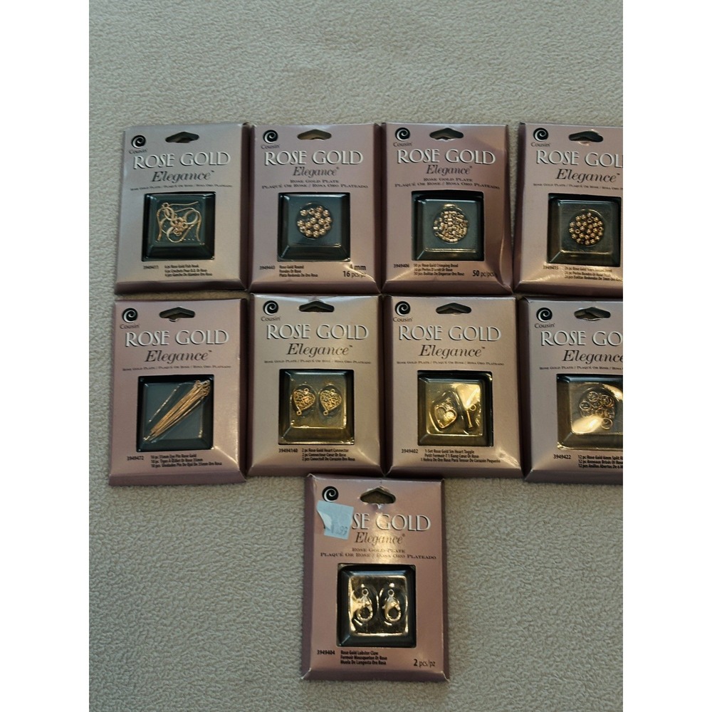 LOT - COUSIN ROSE GOLD ELEGANCE Jewelry Making Parts EAR HOOKS, Clasps, BEADS
